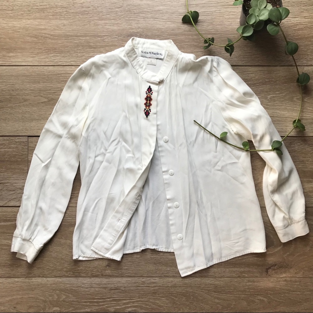 Silky Button Down Blouse - image 1